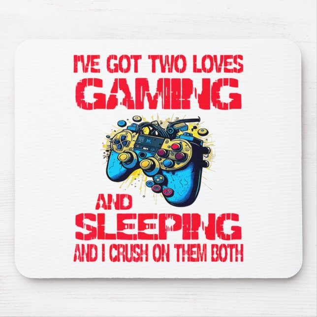 Gaming And Sleeng Gamer Valentines Day Boys Kids  Mousepad (Vorne)