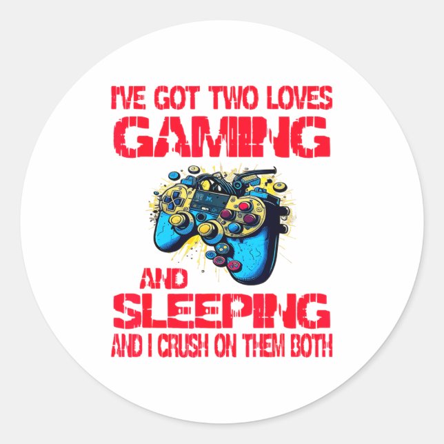 Gaming And Sleeng Gamer Valentines Day Boys Kids  Runder Aufkleber (Vorderseite)