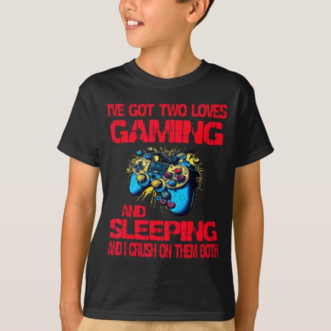 Gaming And Sleeng Gamer Valentines Day Boys Kids  T-Shirt (Vorderseite)