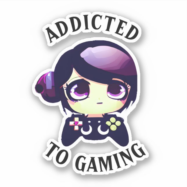 Gaming angepasst | Niedlich Kawaii Girl Gamer Aufkleber (Vorderseite)