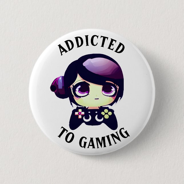 Gaming angepasst | Niedlich Kawaii Girl Gamer Button (Vorderseite)