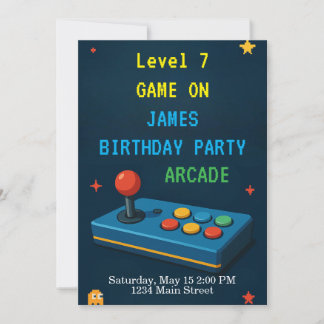 Gaming Arcade Birthday Invitation Einladung