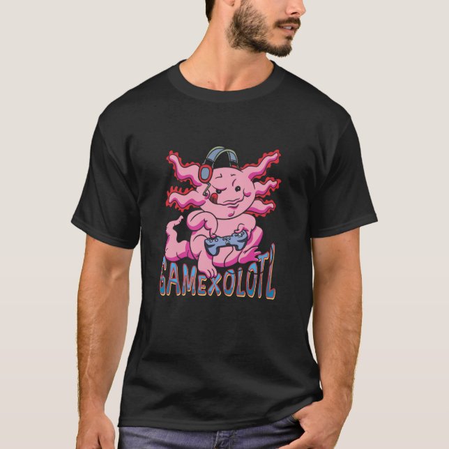 Gaming Axolotl mexikanische Kirche Newt Videogames T-Shirt (Vorderseite)