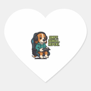 Gaming Beagle Cartoon Kapuzenpullover Gamer Hund D Herz-Aufkleber