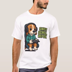 Gaming-Beagle-Cartoon-Kapuzenpullover-Gamer-Hund-D T-Shirt