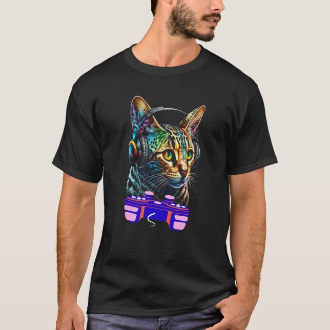 Gaming Bengal Cat Player Animal Video Gamer Men Ki T-Shirt (Vorderseite)