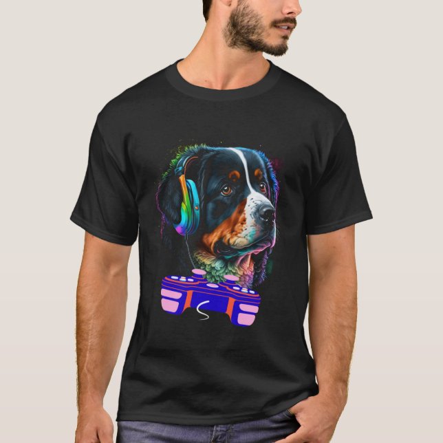 Gaming Bernese Mountain Dog Player Video Gamer Me T-Shirt (Vorderseite)