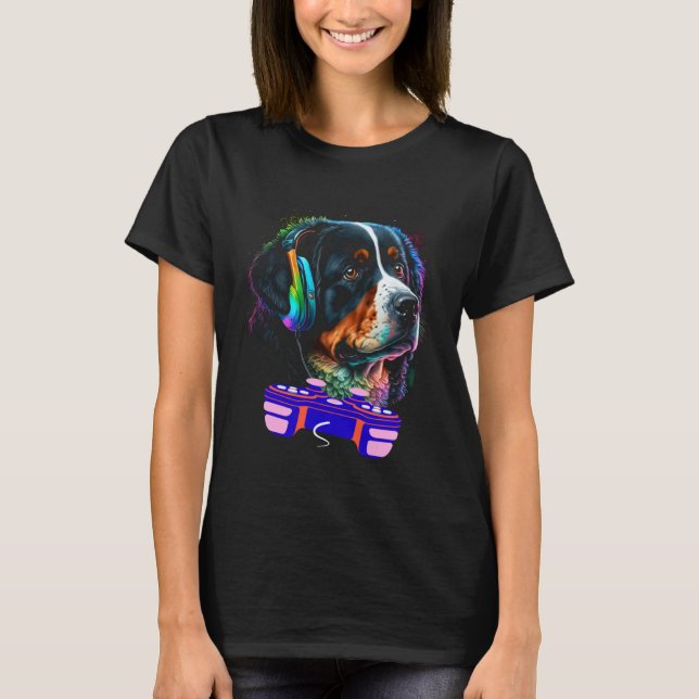 Gaming Bernese Mountain Dog Player Video Gamer  Me T-Shirt (Vorderseite)