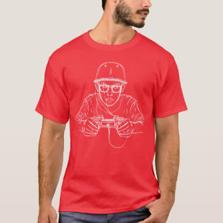 Gaming Boy Linienkunst Junge Retro T-Shirt