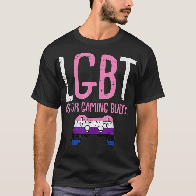 Gaming Buddy LGBTQ Funny Genderfluid Pride Flag Al T-Shirt (Vorderseite)