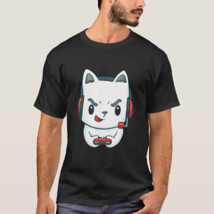Gaming Cat Headset Controller Teens Boys Girls T-Shirt