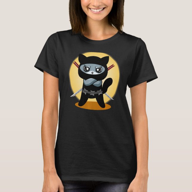 Gaming Cat Ninja mit Ninjato Katana evil Gaming c T-Shirt (Vorderseite)