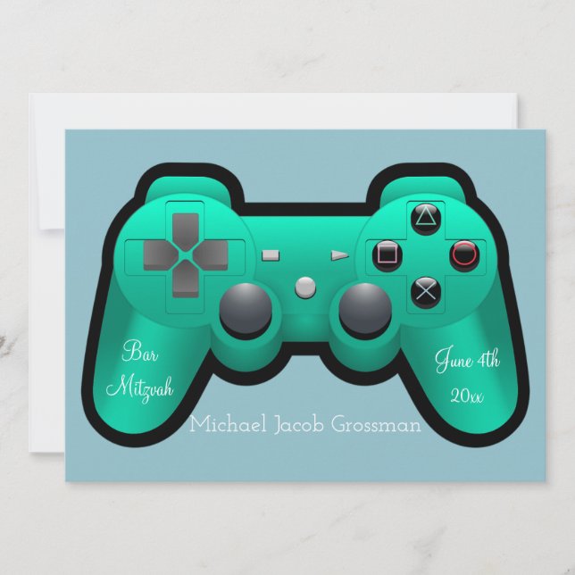 Gaming, Controller, Bar Mitzvah, Einladung (Vorderseite)