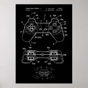 Gaming Controller Blueprint Art Poster