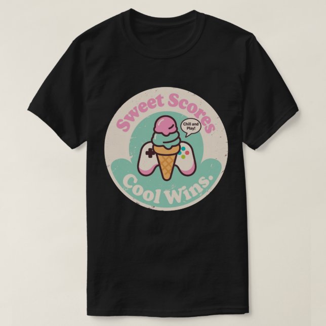 Gaming-Controller Dessert Cone Retro Style T-Shirt (Design vorne)