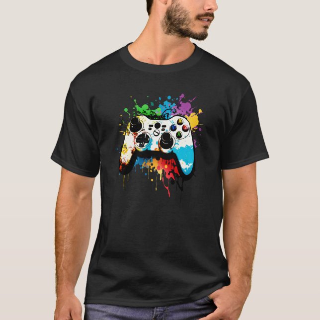 Gaming-Controller Graffiti Computer-Konsole e-spat T-Shirt (Vorderseite)