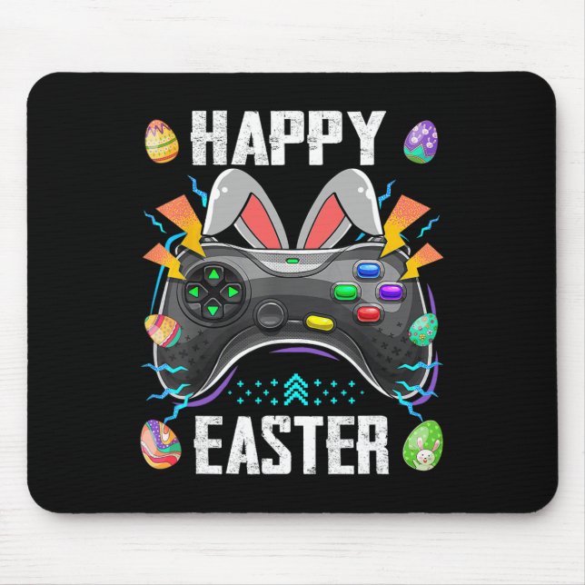 Gaming-Controller mit sonnigen Ohren Funny Easter  Mousepad (Vorne)