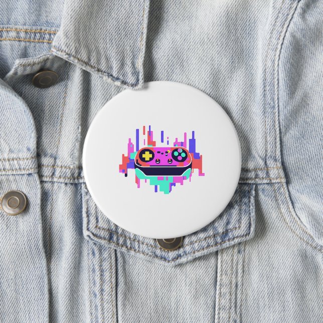 Gaming controller pixelated badge 10cm button (Beispiel)
