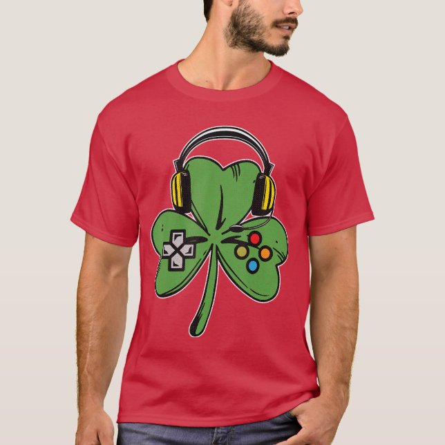 Gaming-Controller St. Patricks Day Shamrock Gamer  T-Shirt (Vorderseite)
