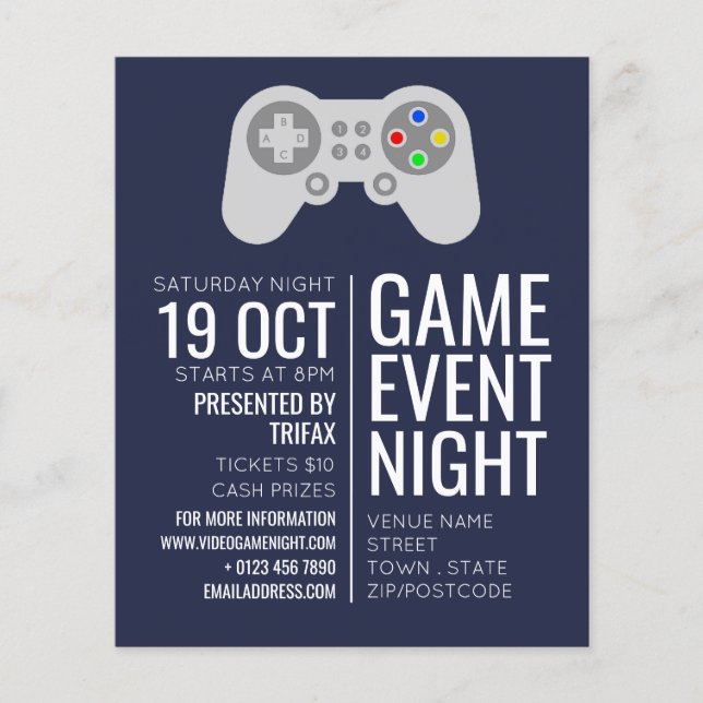 Gaming-Controller, Video-Gamer-Eventwerbung Flyer (Vorne)