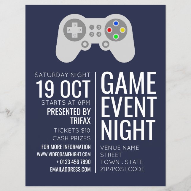 Gaming-Controller, Video-Gamer-Eventwerbung Flyer (Vorne)