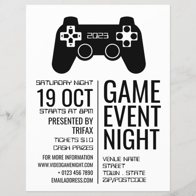 Gaming-Controller, Video-Gamer-Eventwerbung Flyer (Vorne)