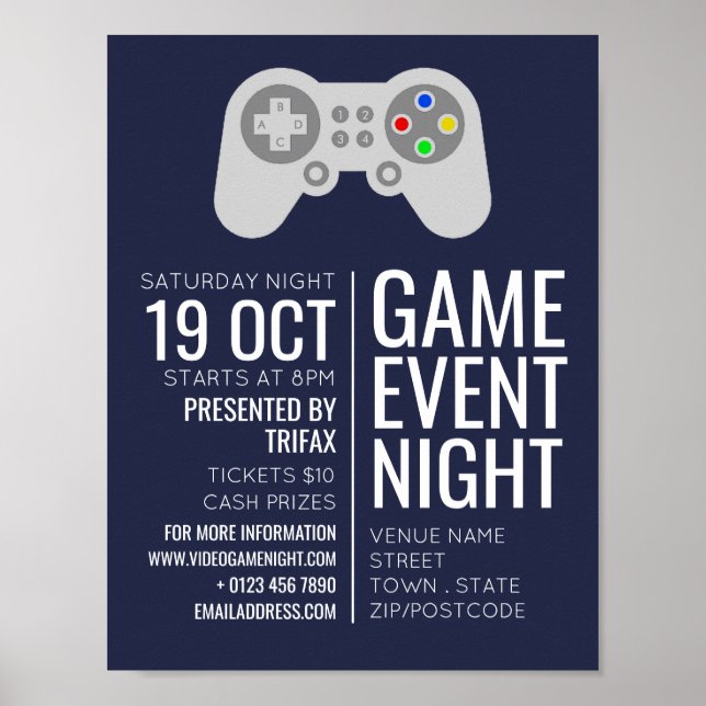 Gaming-Controller, Video-Gamer-Eventwerbung Poster (Vorne)