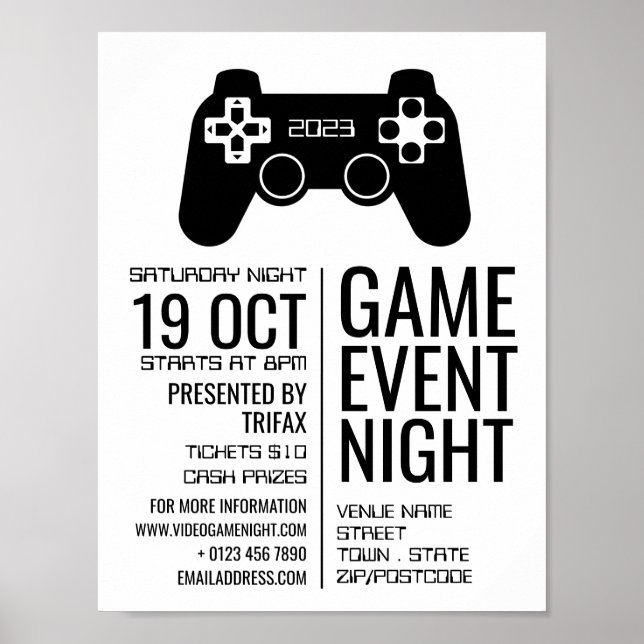 Gaming-Controller, Video-Gamer-Eventwerbung Poster (Vorne)