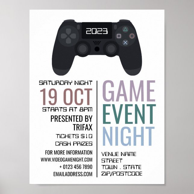 Gaming-Controller, Video-Gamer-Eventwerbung Poster (Vorne)