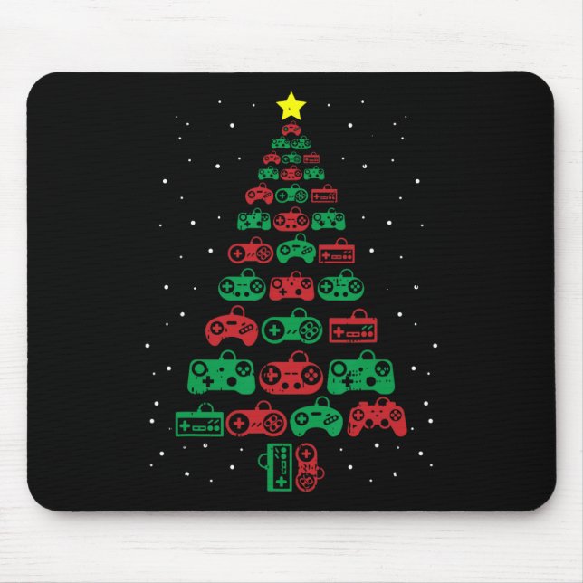 Gaming-Controller Weihnachtsbaum Gamer Party Cool Mousepad (Vorne)