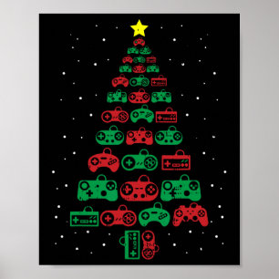 Gaming-Controller-Weihnachtsbaum-Gamer-Party-Kühl Poster