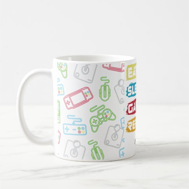 Gaming EAT SLEEP GAME REPEAT - Text anpassen Kaffeetasse (Links)
