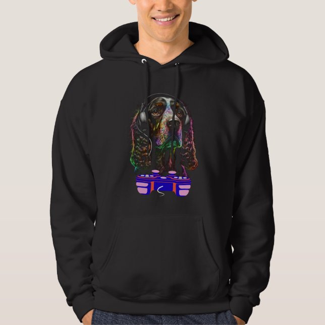 Gaming English Cocker Spaniel Dog Player Video Gam Hoodie (Vorderseite)