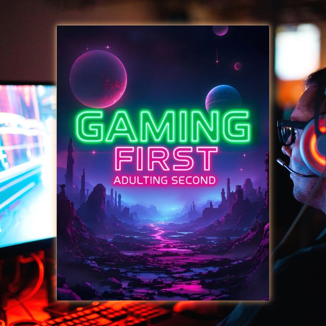 Gaming Erste Erwachsene zweite dynamische Neonfarb Poster (Von Creator hochgeladen)