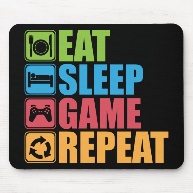 Gaming - Essen, Schlafen, Spiel, Wiederholen - Gam Mousepad (Vorne)
