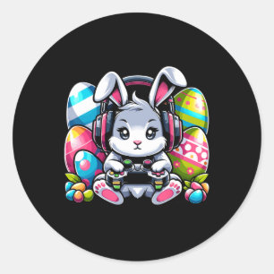 Gaming Frohe Ostern Tag Hase Ei Lustig Jungen Kind Runder Aufkleber