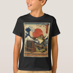 Gaming-Frosch-Kunst Ukiyo-e Japanischer Gamer Anim T-Shirt
