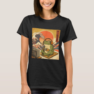 Gaming-Frosch-Kunst Ukiyo-e Japanischer Gamer Anim T-Shirt