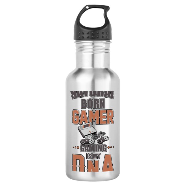 Gaming Game Gamer Video Game Console Geschenk Idee Edelstahlflasche (Vorderseite)
