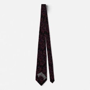 Gaming-Gamer-Geschenk-Labyrinth Rot Schwarz Krawatte