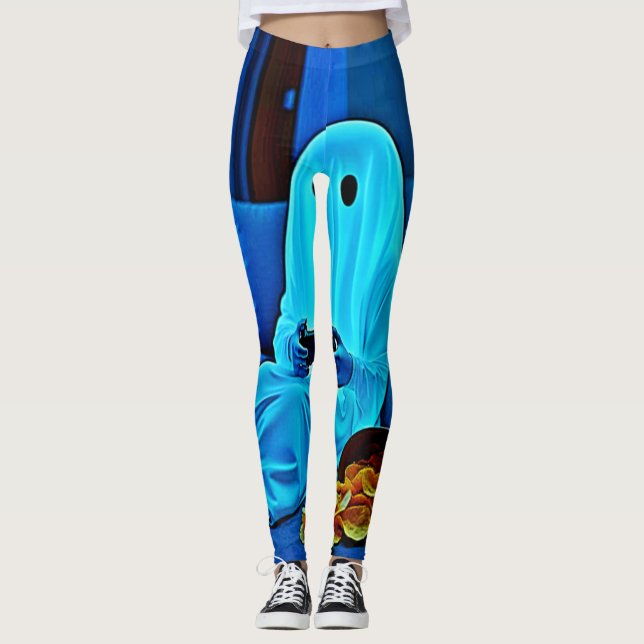 Gaming Ghost gemütliche Nacht in Design Leggings (Vorderseite)