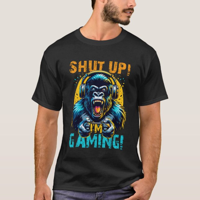 Gaming Godzilla: Halt! Ich spiele T - Shirt (Vorderseite)