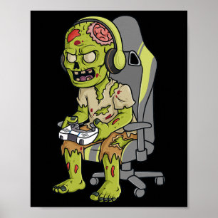 Gaming Halloween Zombie Beängstigend Gamer Boys Ki Poster