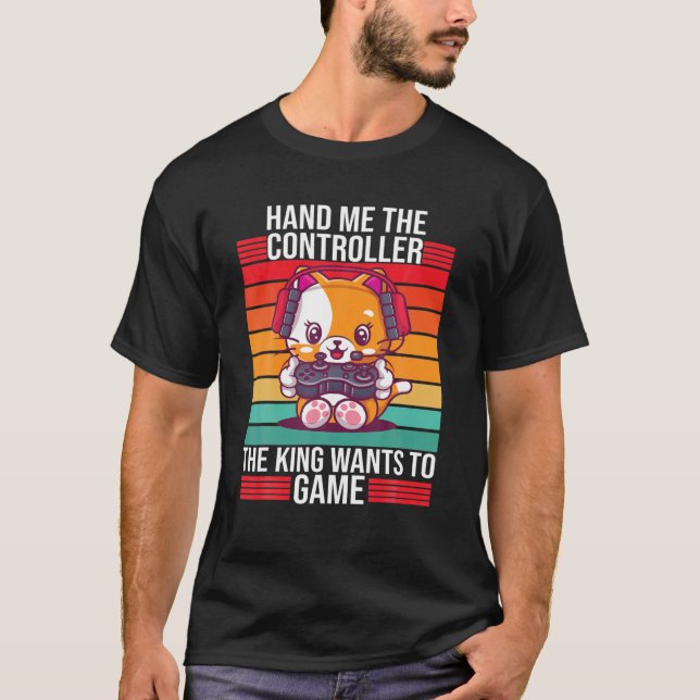 Gaming Hand an den Controller King Console Gamer T-Shirt (Vorderseite)