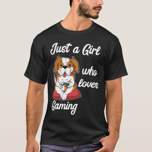 Gaming-Hund-Gamer Girls Spielkonsolen Gamer Video  T-Shirt (Vorderseite)