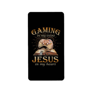 Gaming in meinen Adern Jesus in meinem Herzen Adressaufkleber