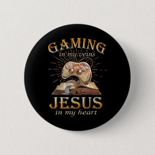 Gaming in meinen Adern Jesus in meinem Herzen Button