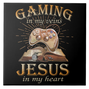 Gaming in meinen Adern Jesus in meinem Herzen Fliese