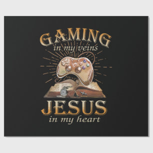 Gaming in meinen Adern Jesus in meinem Herzen Geschenkpapier
