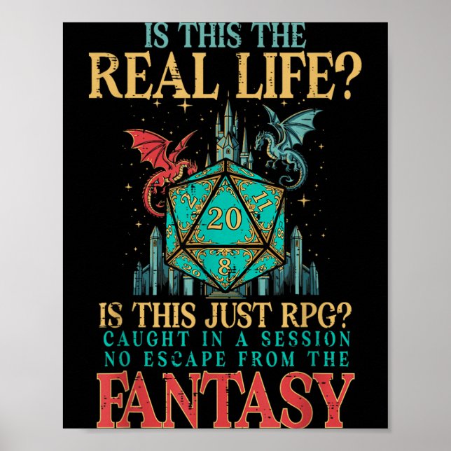 Gaming ist dieses echte Leben oder Fantasy lustige Poster (Vorne)